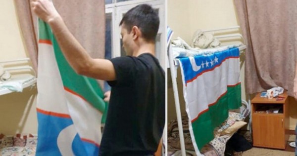 Мигранты из Узбекистана размахивали флагом на площади Петербурга. Позже они были наказаны за другие правонарушения