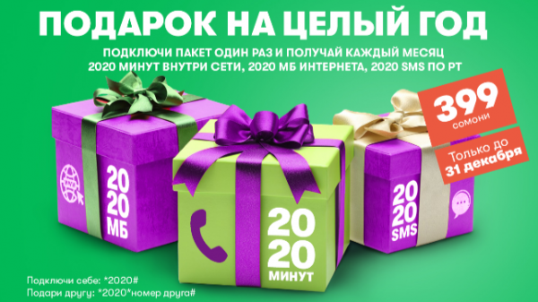 МегаФон Таджикистан предложил абонентам пакет «2020» с «новогодними» ценами